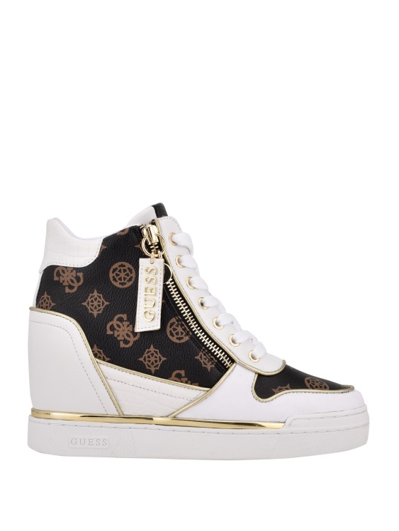 средно кафяво лого на флора маратонка на клин Guess