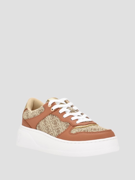 Guess средно кафяви ниски маратонки с лого Cleva