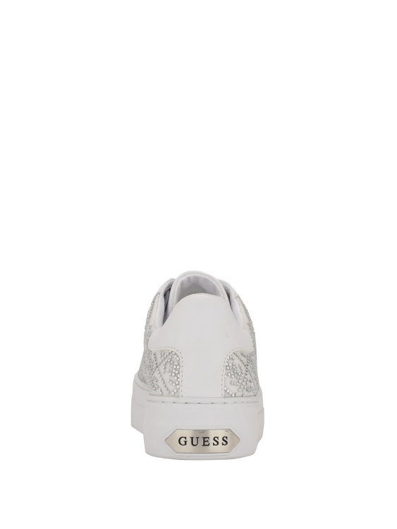 сребърни 040 ниски маратонки с лого от кристали Gelsen Guess