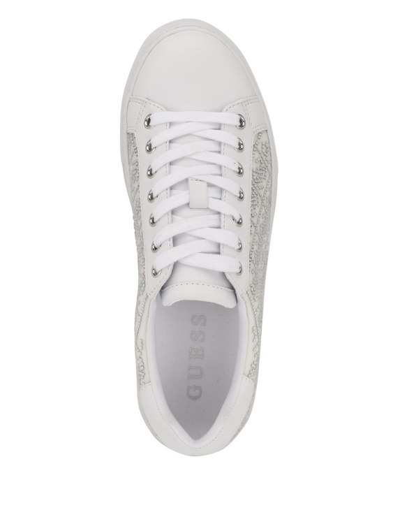 сребърни 040 ниски маратонки с лого от кристали Gelsen Guess