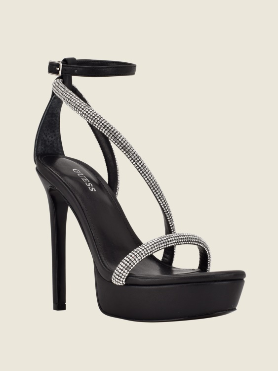 Guess Casidee черни токчета на платформа с кристали1