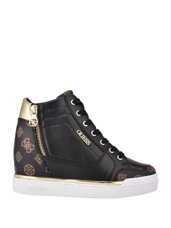 маратонки на клин с лого Figz Guess черни мулти