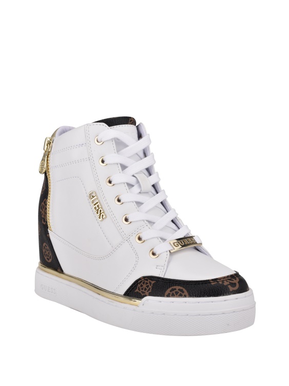 бели маратонки на клин с лого Figz Guess