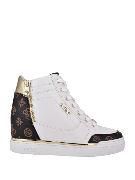 бели маратонки на клин с лого Figz Guess