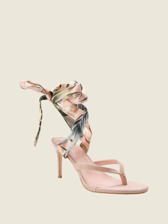 Guess Presta сандали с дантелен ток средно розово