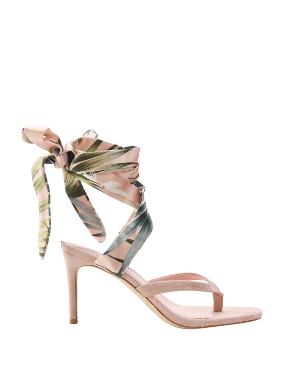 Guess Presta сандали с дантелен ток средно розово