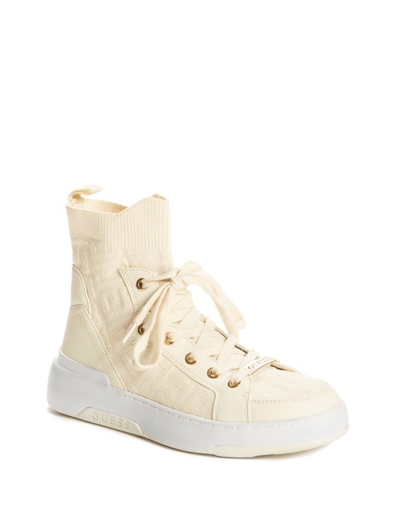 Manney плетени високи маратонки с лого слонова кост Guess