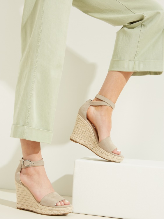 скрити велурени еспадрили клинове Guess Taupe