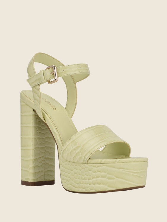 Lt зелени сандали на токчета с крокодилна платформа Guess