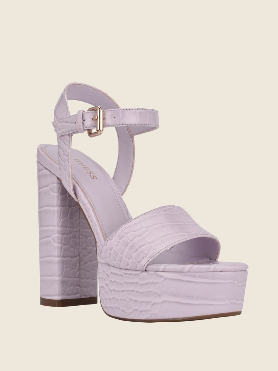 отворени лилави сандали на платформа Guess Gabeli с крокодил