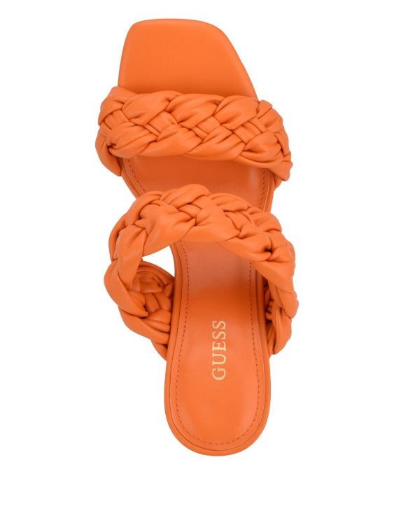 бели флорални щампи Guess Harlie сплетени мулета на ток