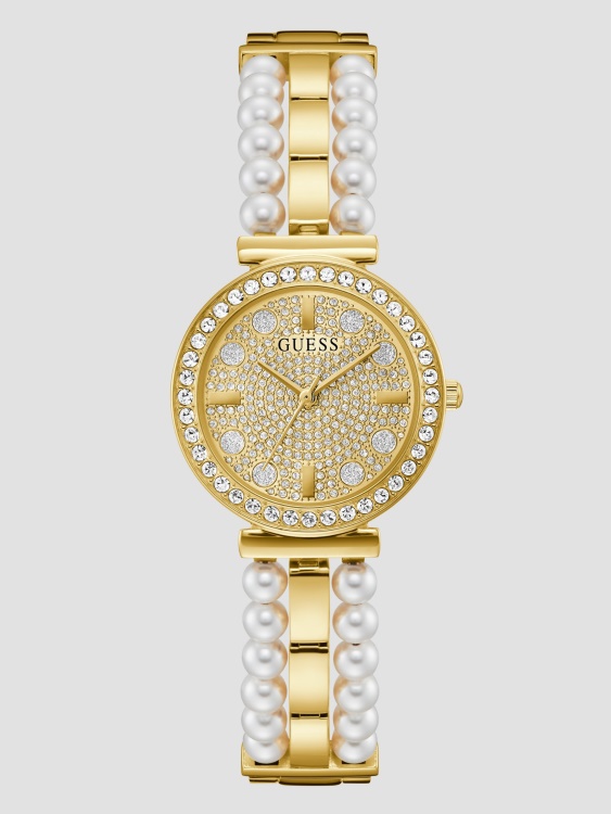 аналогов златен часовник Guess златен диамант и перла