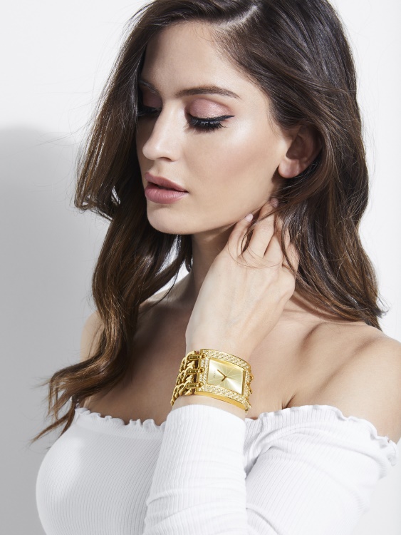 аналогов златист часовник с верижка Guess Gold