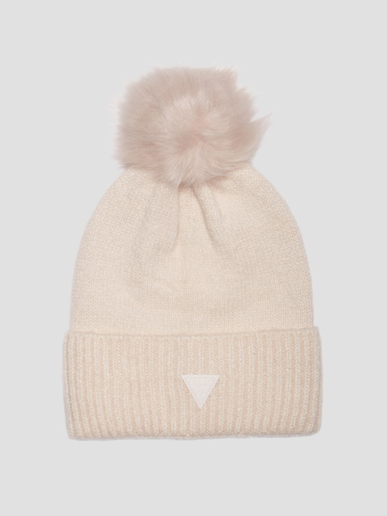 бежова шапка Zoe Pom Guess