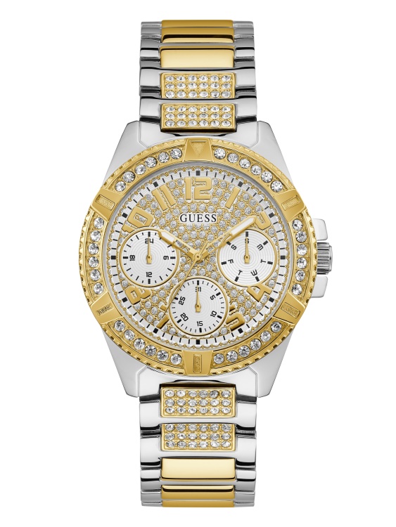 Guess спортен двуцветен часовник златен