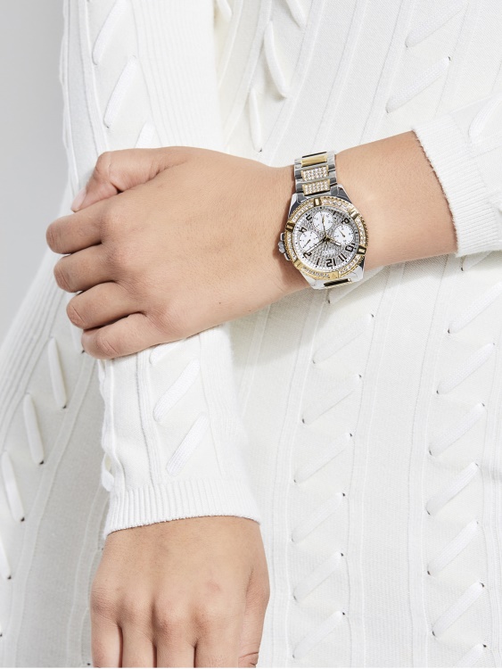 Guess спортен двуцветен часовник златен