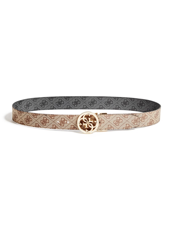 реверсивен Quattro G колан с подпис кафяв/черен Guess