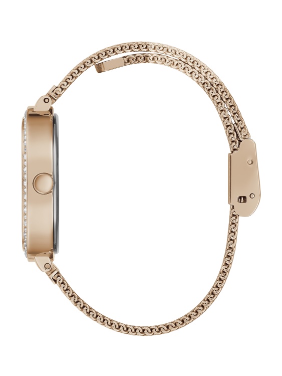 мрежест аналогов часовник Guess Multi в цвят розово злато