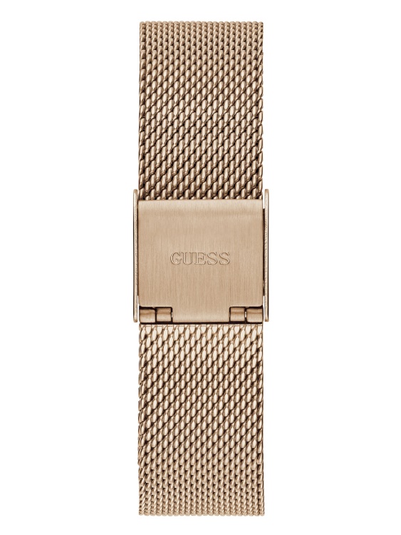 мрежест аналогов часовник Guess Multi в цвят розово злато