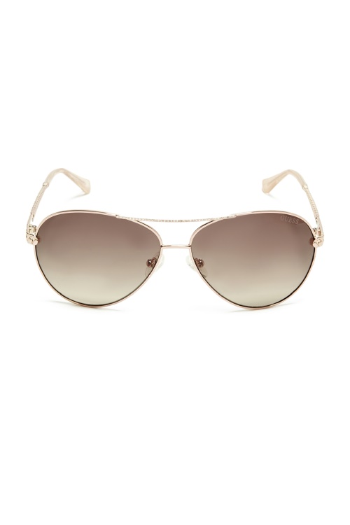 Guess авиаторски слънчеви очила розово злато Catherine Rhinestone