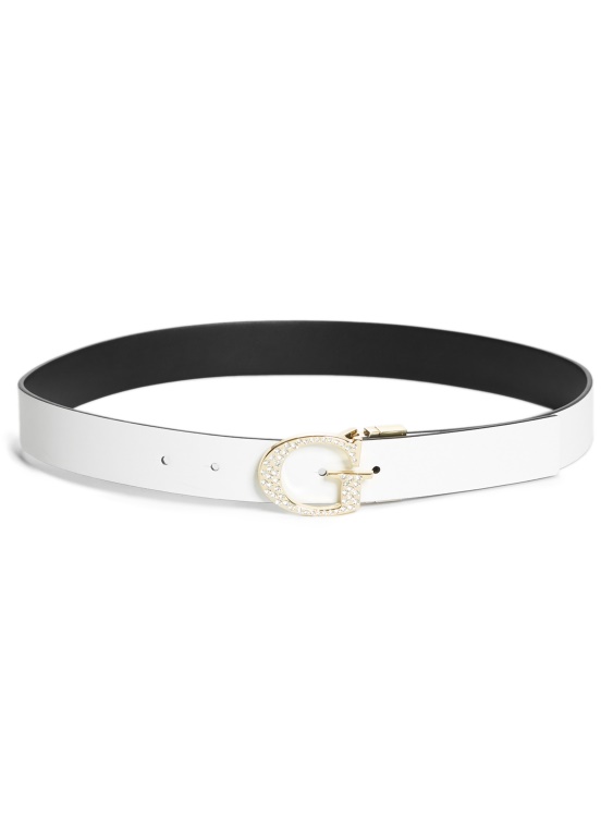черен измит реверсивен колан с кристали G-катарама Guess
