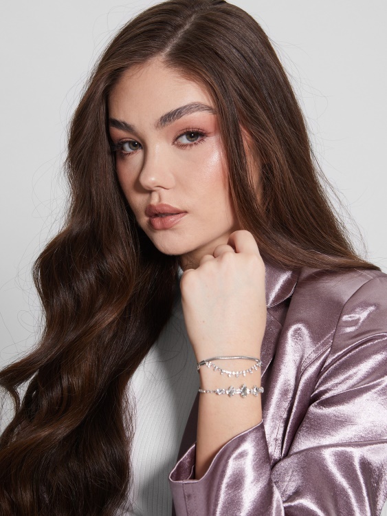 комплект плъзгащи се гривни в сребрист цвят Guess Silver