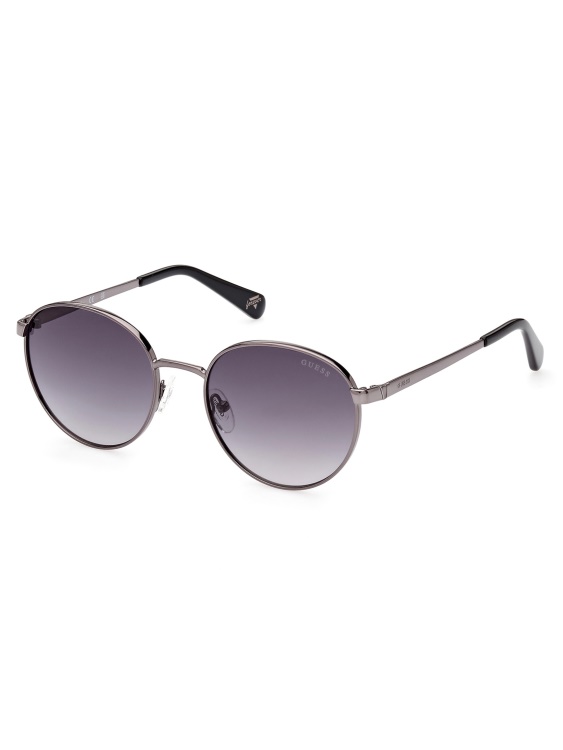 Guess Gunmtl W/blk Lthr кръгли метални слънчеви очила