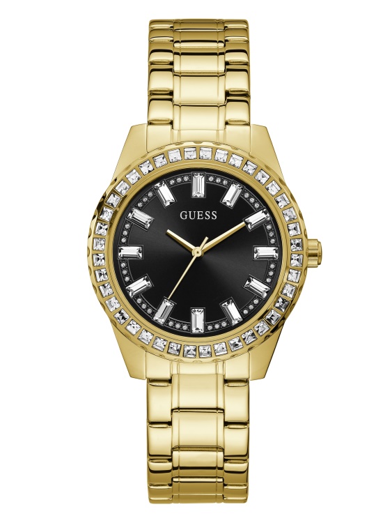 аналогов часовник Guess Multi черен и златен тон