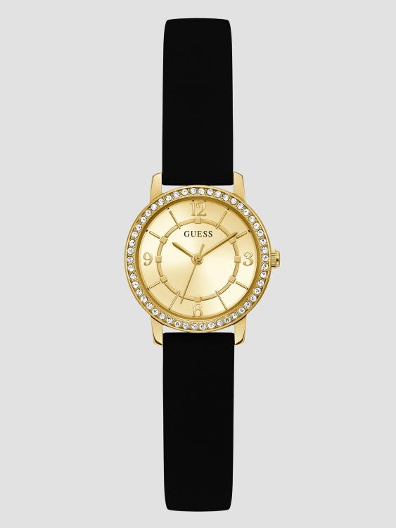 аналогов часовник със златист цвят и черен силикон Multi Guess