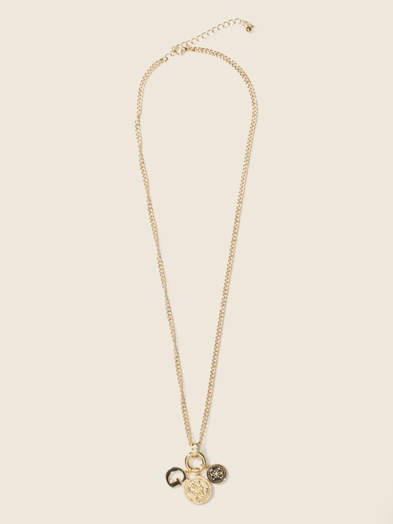 Gold Guess огърлица с талисман със златно лого