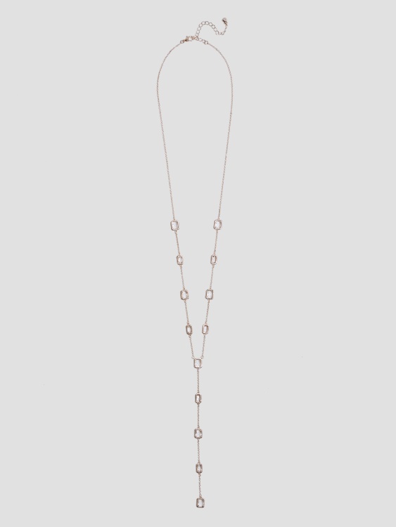 кристал в цвят розово злато Y колие Guess Silver
