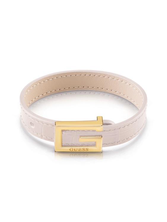 Guess розово щампа златисто квадратно G лого и крокодилна гривна