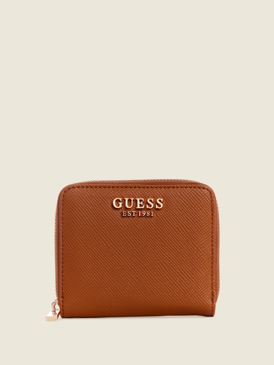 Guess Light Cognac Laurel Малък портфейл с цип