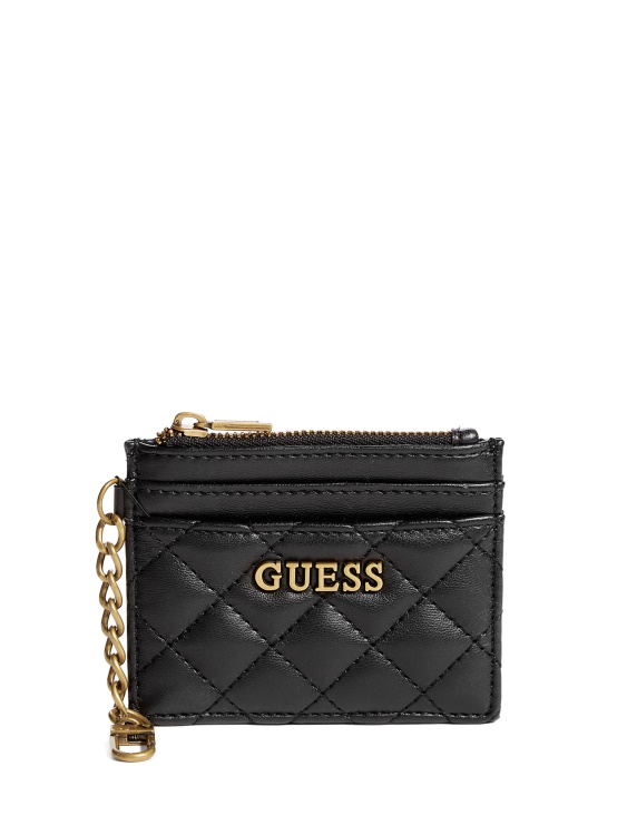 черен ватиран държач за карти Guess