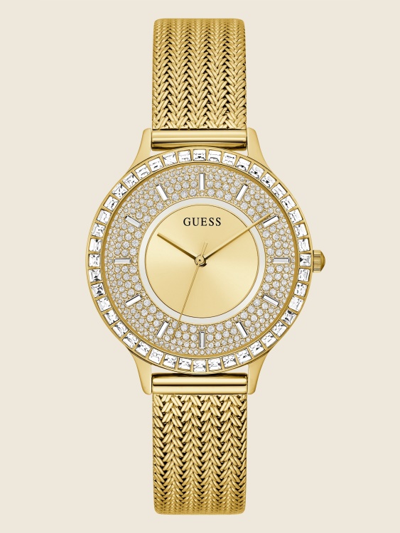 златист мрежа аналогов часовник Guess Multi