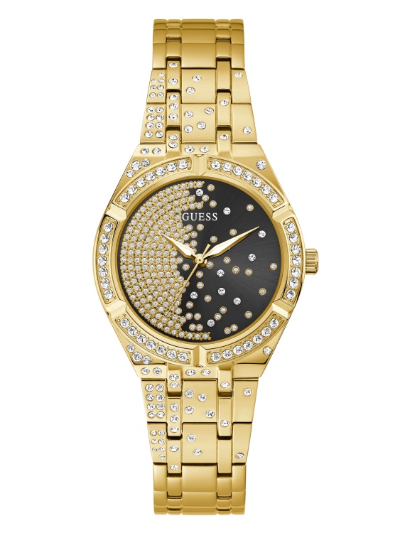 златист и черен аналогов часовник Guess Multi