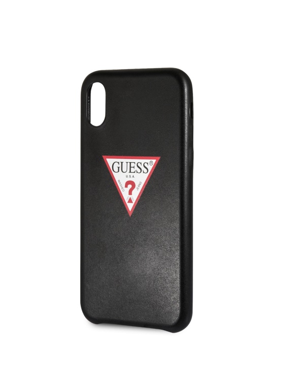калъф за Iphone X с лого от изкуствена кожа черен Guess