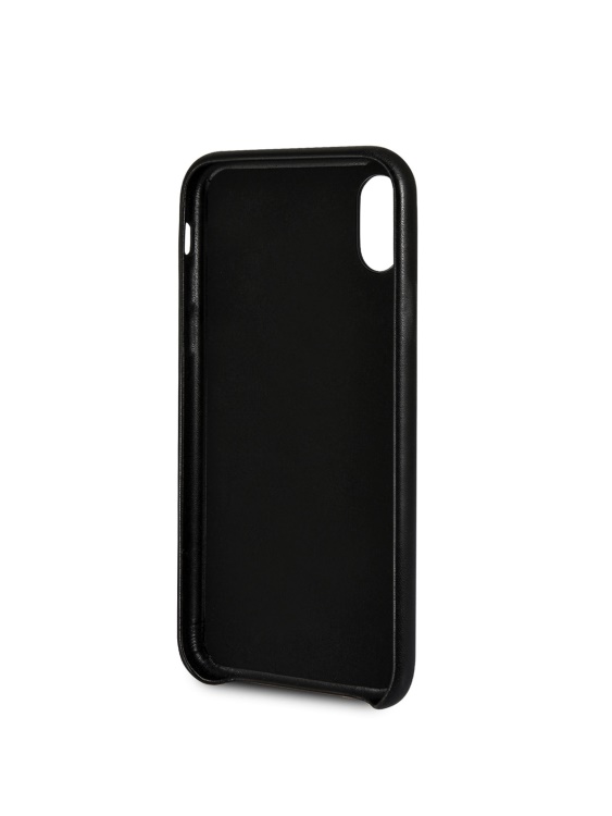 калъф за Iphone X с лого от изкуствена кожа черен Guess