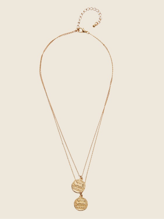 Gold Guess 14-каратово позлатено колие с монети