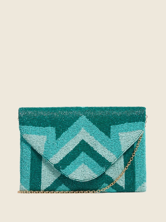 Guess тюркоазен клъч с мъниста