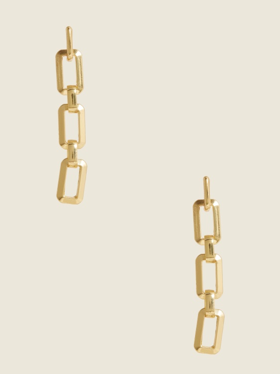 14-каратово позлатено обеци с падаща връзка Guess Gold