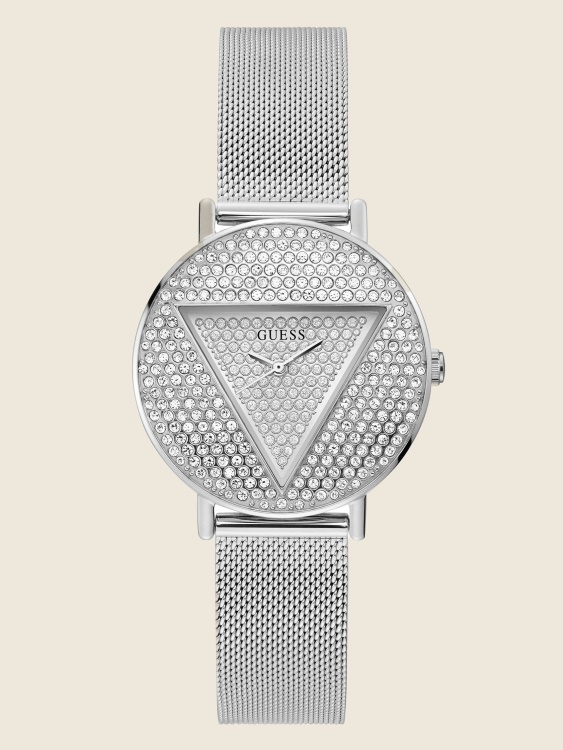 аналогов часовник със сребристо лого Guess Silver