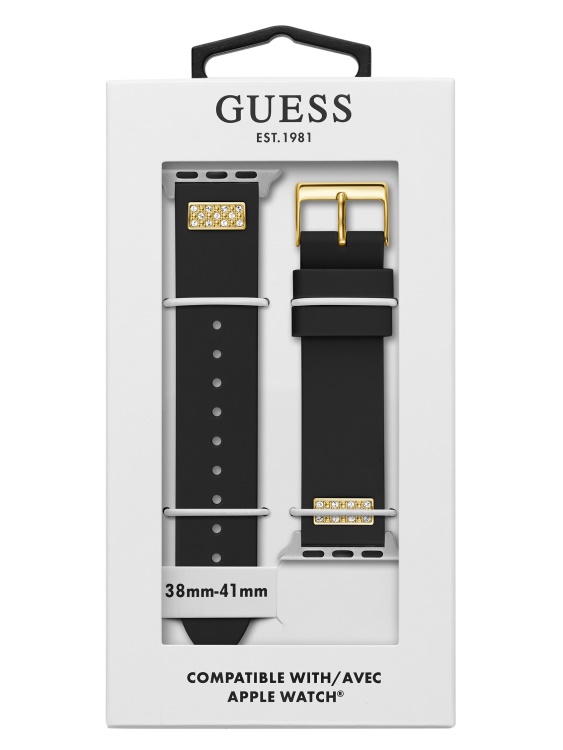 Guess Black Rhinestone черна силиконова каишка 38-40 Mm за часовник Apple
