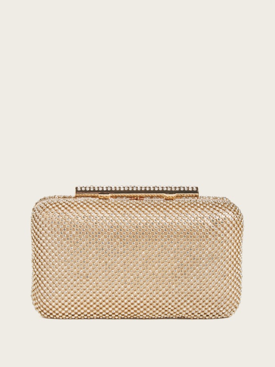 Carma Rhinestone Clutch Gold Guess