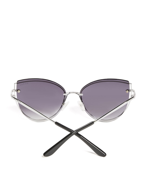 сребърни слънчеви очила Guess Wired Cat Eye