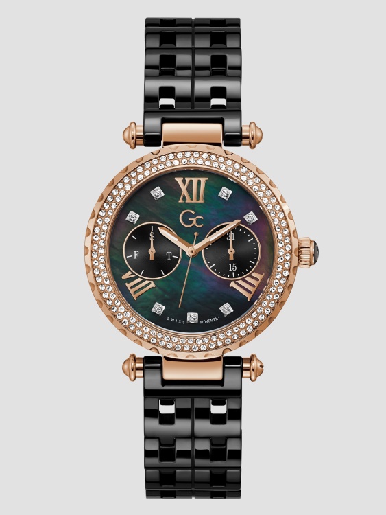 черен седеф и керамичен аналог часовник Guess Multi
