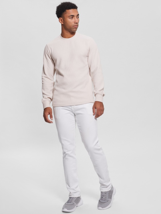 Myles вафлена тениска с дълъг ръкав Guess приглушен камък