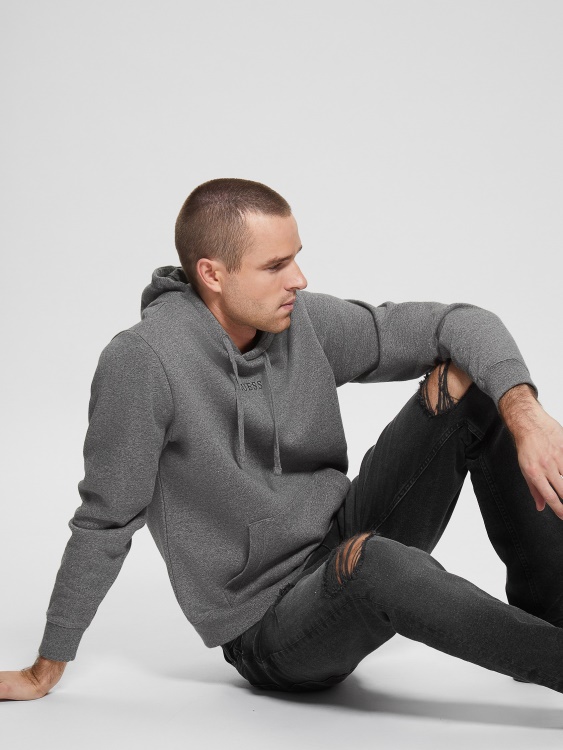 суичър с качулка Guess Eco Roy Midnight Dark Heather