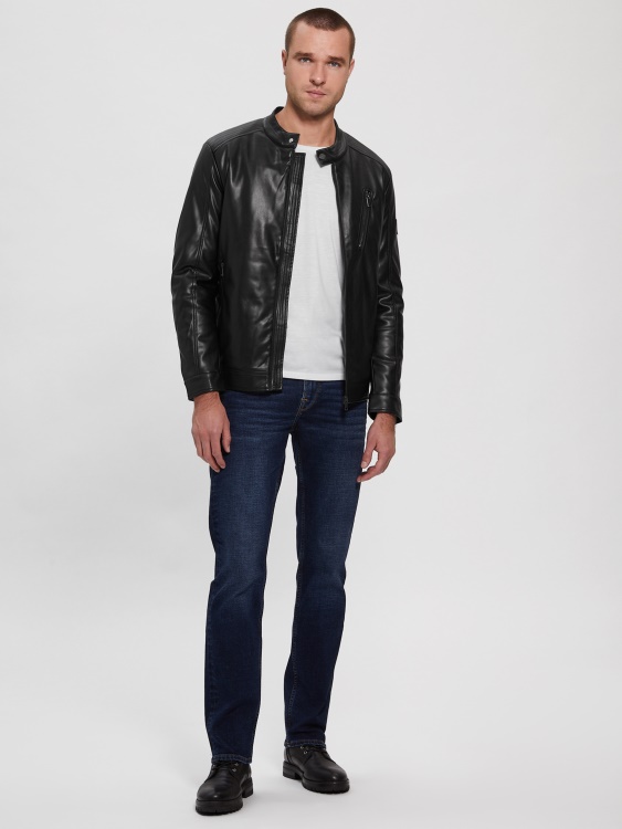 велосипедистко яке от изкуствена кожа Guess Jet Black