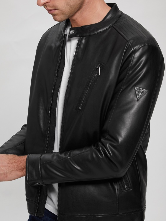 велосипедистко яке от изкуствена кожа Guess Jet Black